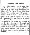 Obituary Valentine Wild 8 Jul 1866-14 Jan 1929